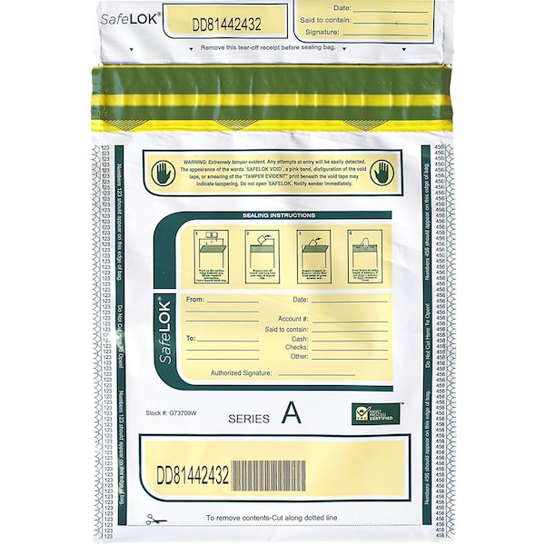 Controltek SafeLOK Tamper-Evident Deposit Bags, 100PK CNK585089 - main